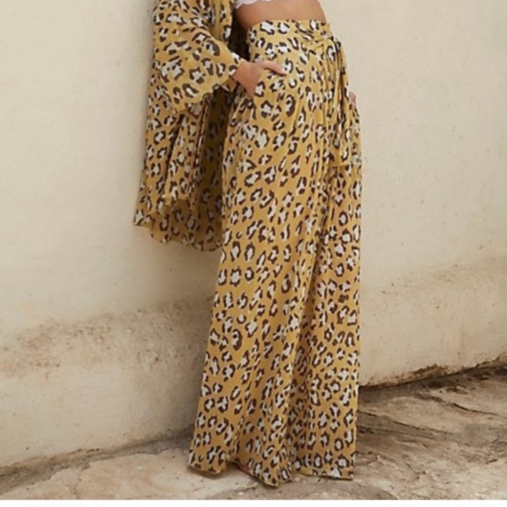 Free People Yellow Wide Leg Pants